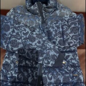 Guess Floral Blue and Gray Bomber Jacket